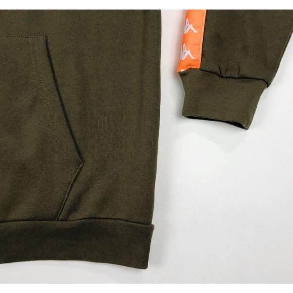 Kappa 222 Banda Hurtado 2 Men 3XL Olive Green Orange Hoodie Sweatshirt Logo Tape - Picture 5 of 12
